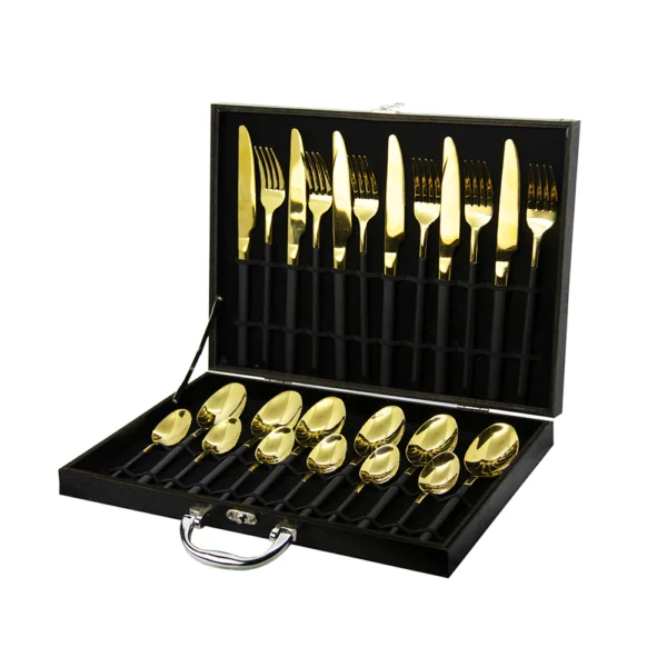 Finery - Cutlery Set 24pc - Gold/Black - Image 2