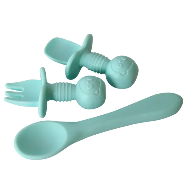 Nuovo Silicone Baby Feeding Set - 7pc - Mint - Image 3