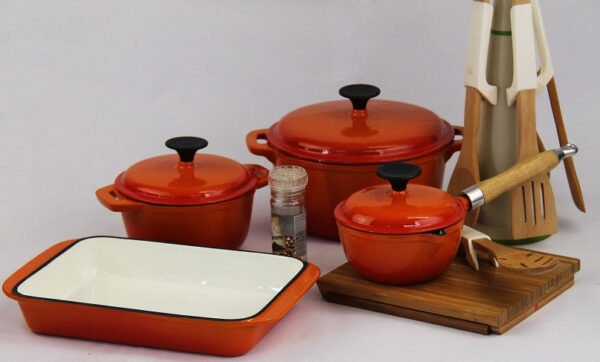 Fine Living - Lifestyle Cast Iron Set 7pc - Orange - Image 3