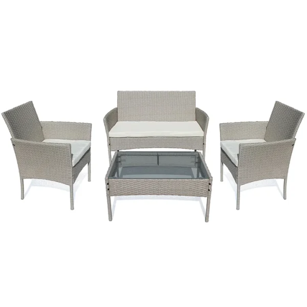 Lifestyle Outdoor Rattan 4pc Set - L.Grey Cream Cu