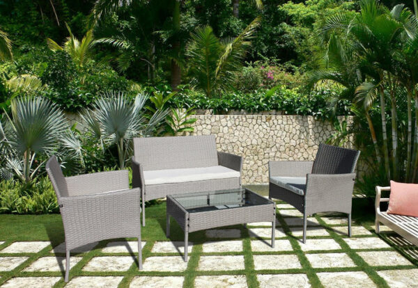 Lifestyle Outdoor Rattan 4pc Set - L.Grey Cream Cu - Image 2