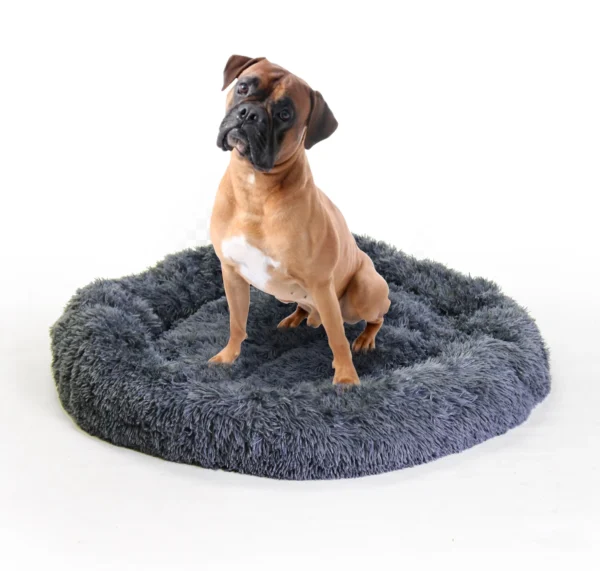 Rex Plush pet beds 100cm-Grey - Image 2