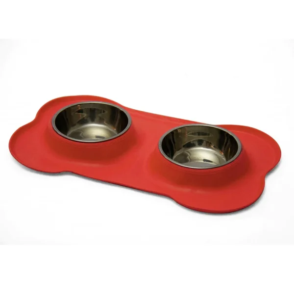 Rex - Non-Slip S/S Double Pet Bowl - Red