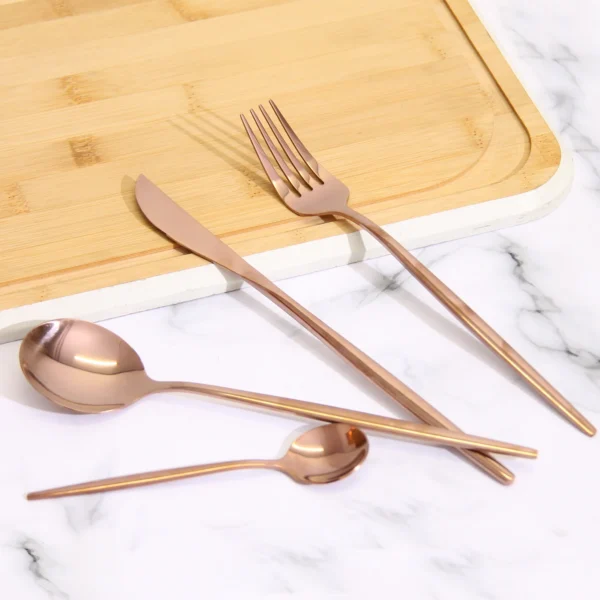 Finery - Sleek 24pc Cutlery Set - rose gold - Image 3