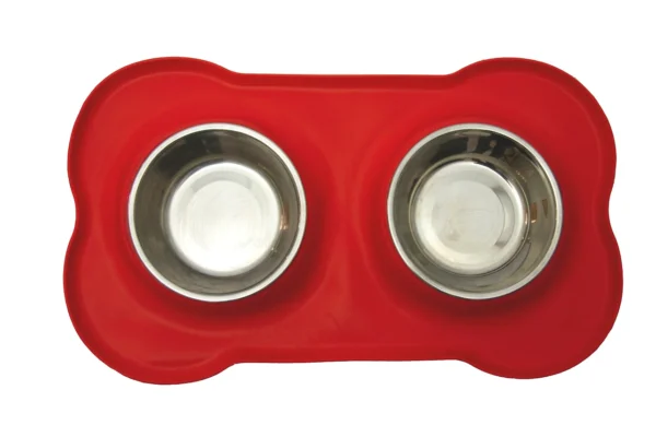 Rex - Non-Slip S/S Double Pet Bowl - Red - Image 3