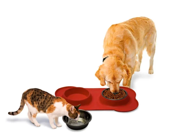 Rex - Non-Slip S/S Double Pet Bowl - Red - Image 4