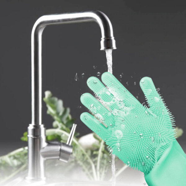 Silicone Kitchen Gloves - Green - Image 4