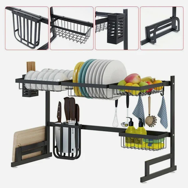 Fine Living - Incredible Iron Oversink Drying Rack - Black