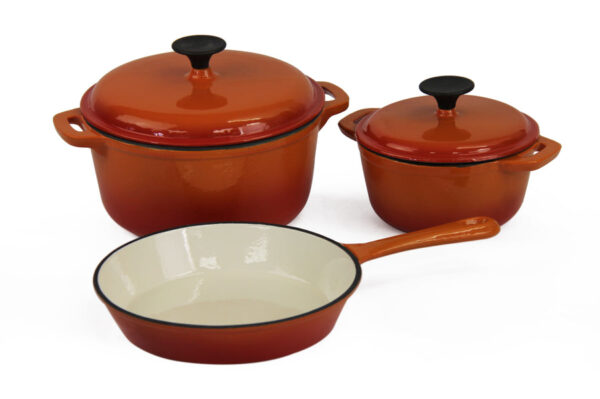 Fine Living - Lifestyle Cast Iron Set 7pc - Orange - Image 4