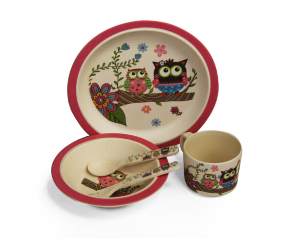 Kids Bamboo Dining sets - Owl - Nuovo