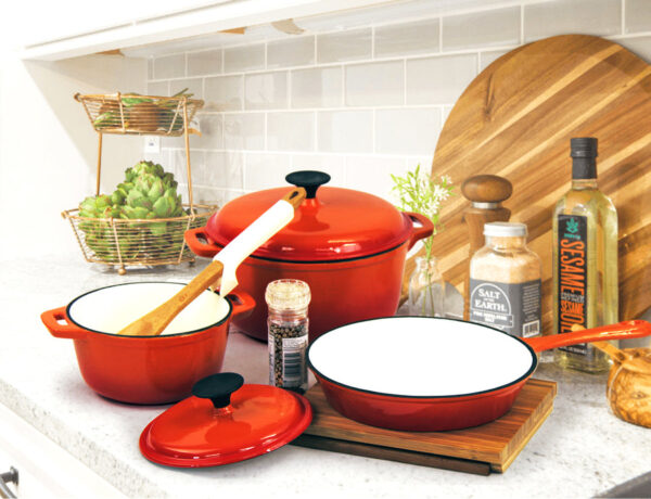 Fine Living - Lifestyle Cast Iron Set 7pc - Orange - Image 5