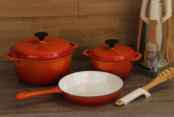 Fine Living - Lifestyle Cast Iron Set 7pc - Orange - Image 2